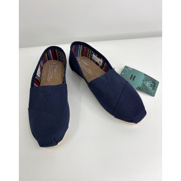 TOMS Womens Classic Canvas Slip-On Casual Shoe Navy Blue Size 8.5 NEW - Picture 1 of 6